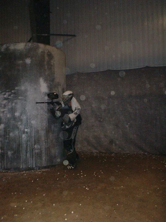 Tucked in tight behind an indoor bunker