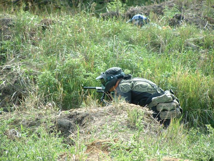 Going prone behind a dirt berm